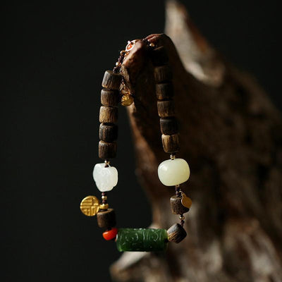 Agarwood and Jade Good Luck Bracelet - Buddha Walks Shop