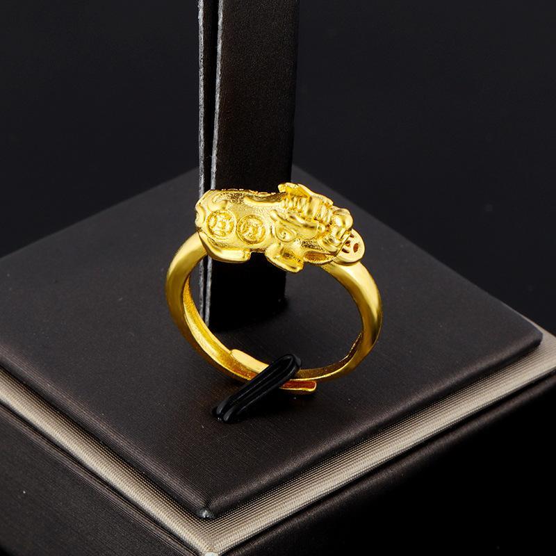 Gold Pixiu Brass Ring - Buddha Walks Shop