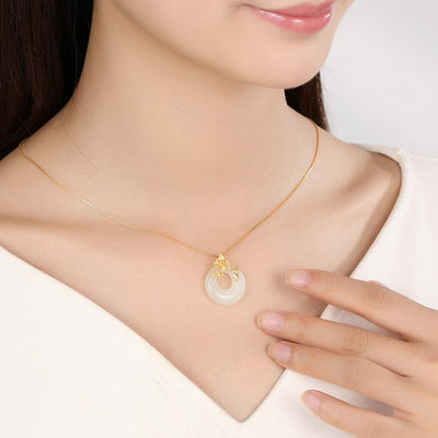 White Jade Auspicious Necklace - Buddha Walks Shop