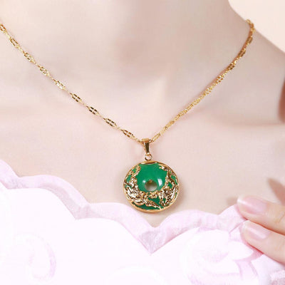 Green Jade Feng Shui Necklace - Buddha Walks Shop