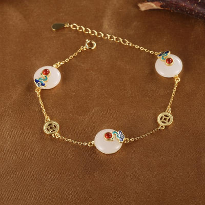 Feng Shui Coins Wealth Jade Bracelet - Buddha Walks Shop