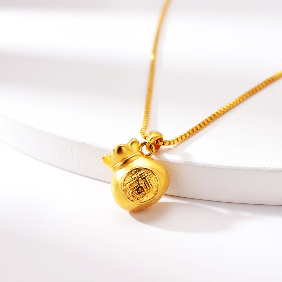 Lucky Money Bag Gold Necklace - Buddha Walks Shop