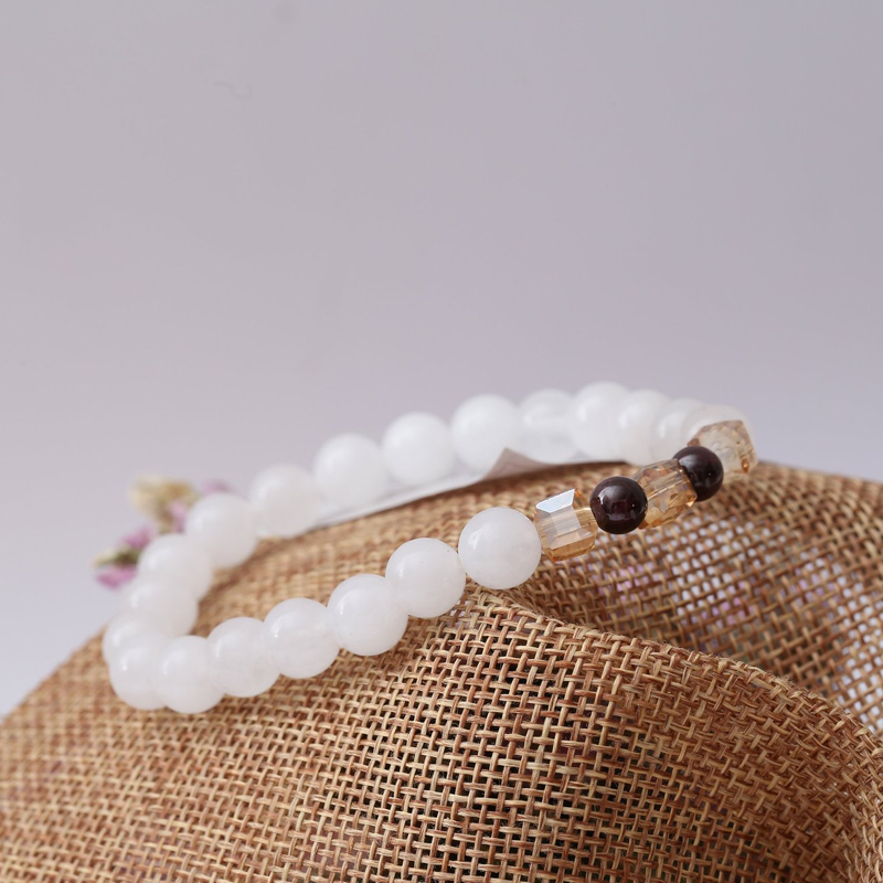 Natural White Chalcedony Positivity Bracelet - Buddha Walks Shop