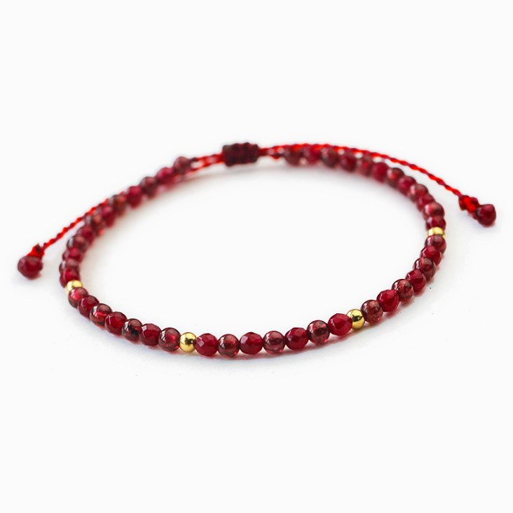 Red Garnet Lucky Weave Red String Wealth Bracelet - Buddha Walks Shop