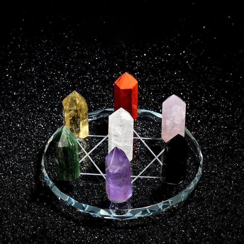 7 Chakra Stones Crystal Ornament Display - Buddha Walks Shop