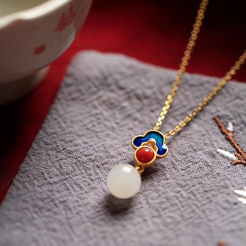White Jade Charm Necklace - Buddha Walks Shop