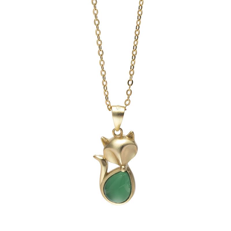 Natural Green Chalcedony Charm Necklace - Buddha Walks Shop