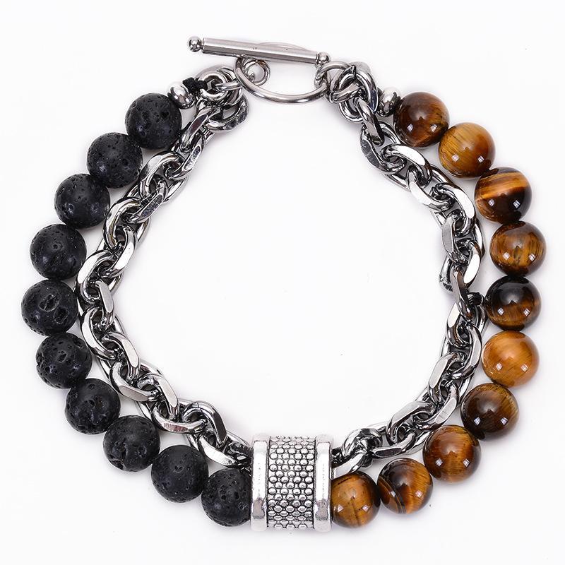 Tiger Eye and Lava Stone Grounding Bracelet - Buddha Walks Shop