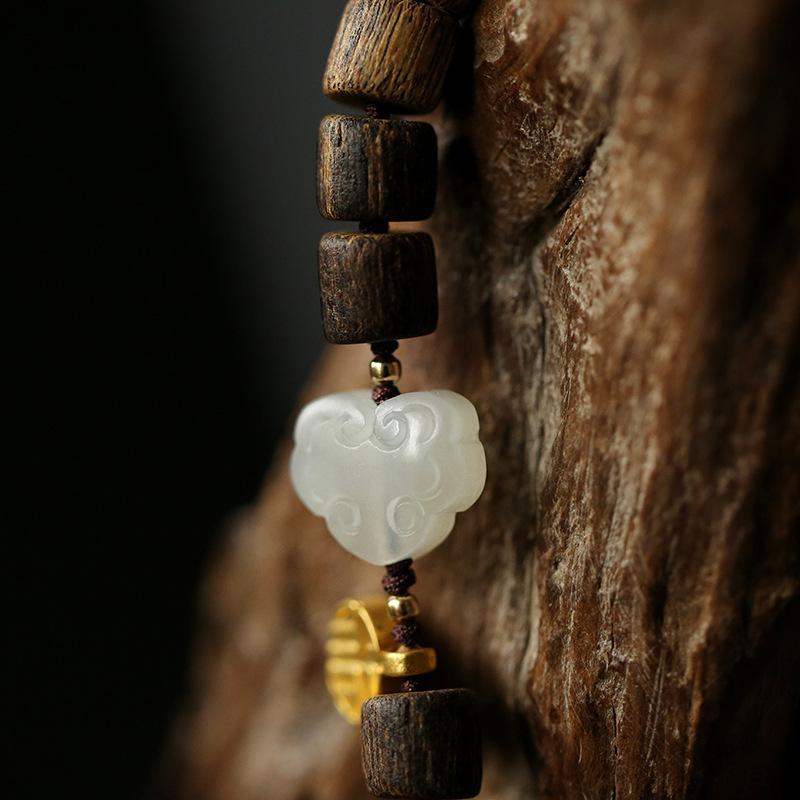 Agarwood and Jade Good Luck Bracelet - Buddha Walks Shop