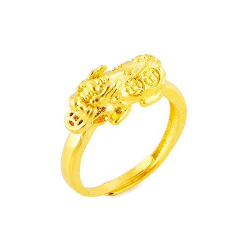 Gold Pixiu Brass Ring - Buddha Walks Shop