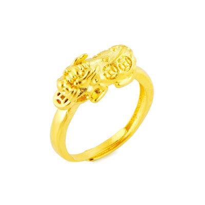 Gold Pixiu Brass Ring - Buddha Walks Shop