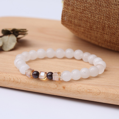 Natural White Chalcedony Positivity Bracelet - Buddha Walks Shop