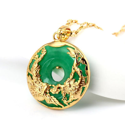 Green Jade Feng Shui Necklace - Buddha Walks Shop