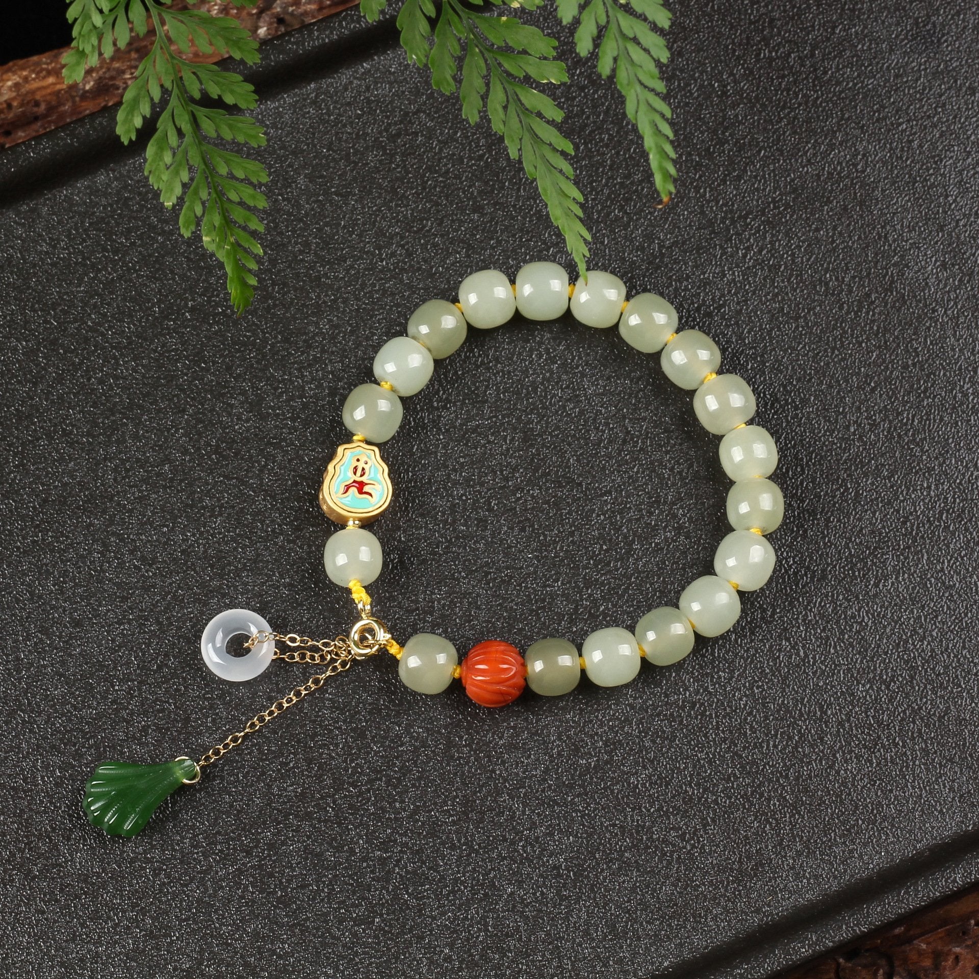 Green Jade Elegant Charm Bracelet - Buddha Walks Shop