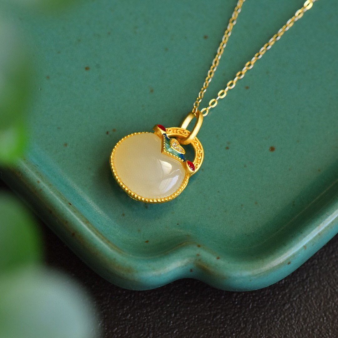 Lucky Money Bag Wealth Jade Necklace - Buddha Walks Shop
