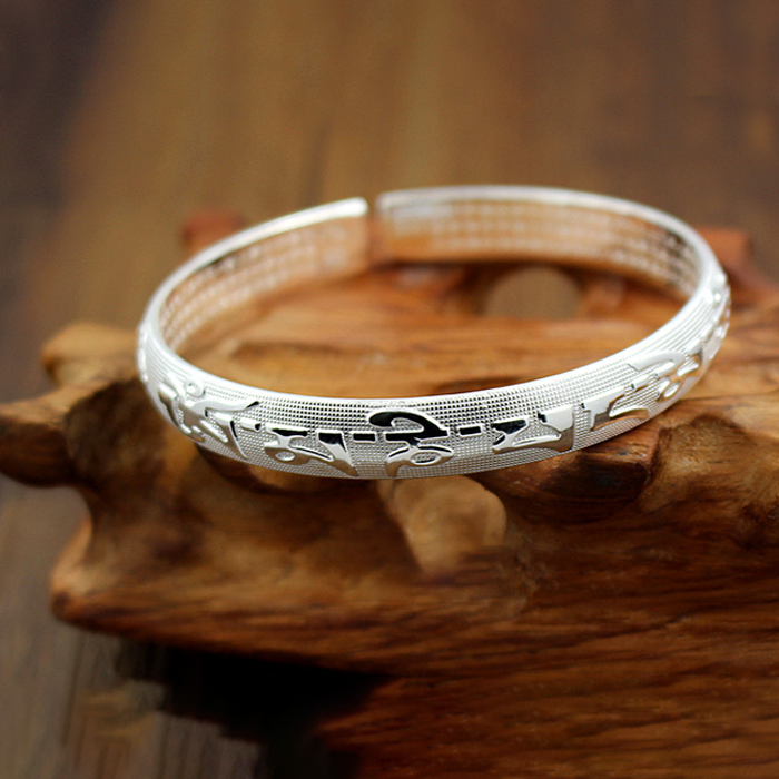 Six Words Mantra Buddhist Couple Bangle - Buddha Walks Shop