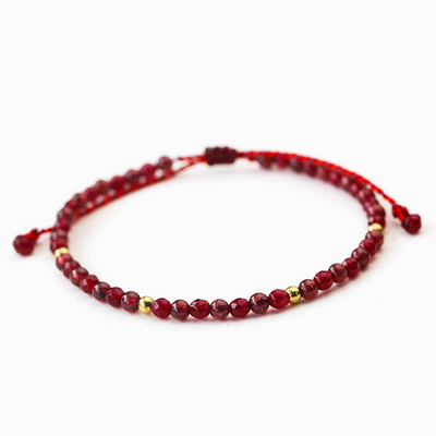 Red Garnet Lucky Weave Red String Wealth Bracelet - Buddha Walks Shop