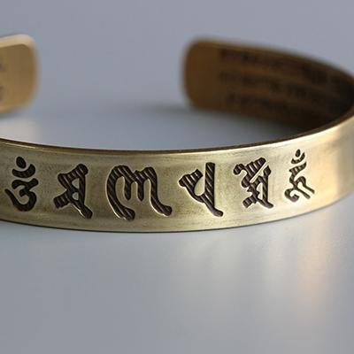 Tibetan Buddhist Mantra Brass Bangle - Buddha Walks Shop