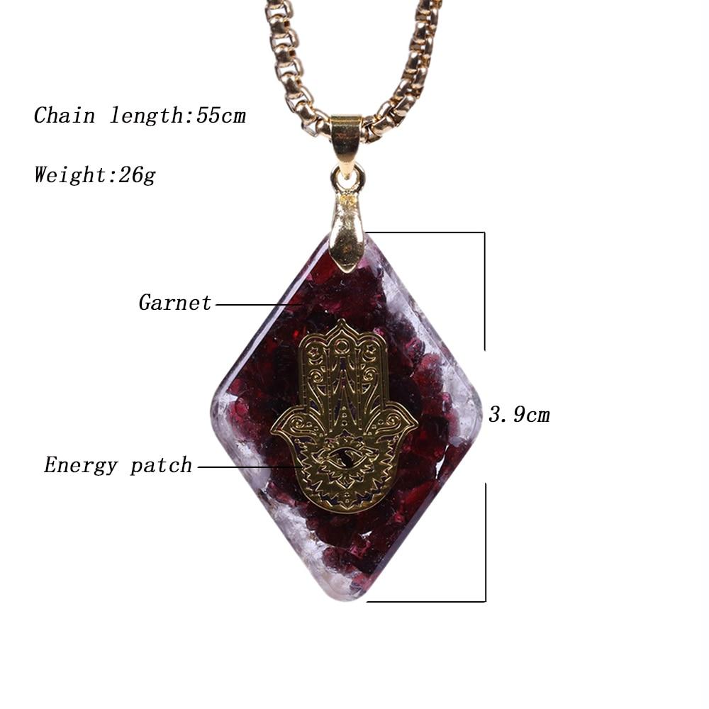 Hand of Fatima Orgonite Garnet Necklace - Buddha Walks Shop