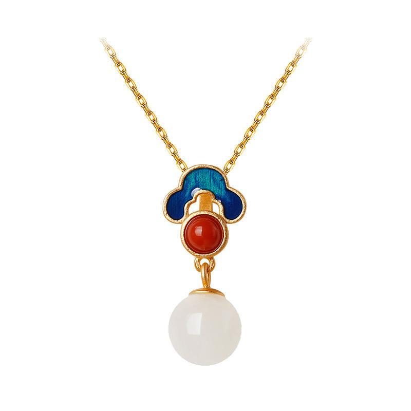 White Jade Charm Necklace - Buddha Walks Shop