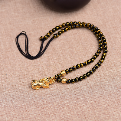 Feng Shui Black Obsidian Wealth Necklace - Buddha Walks Shop