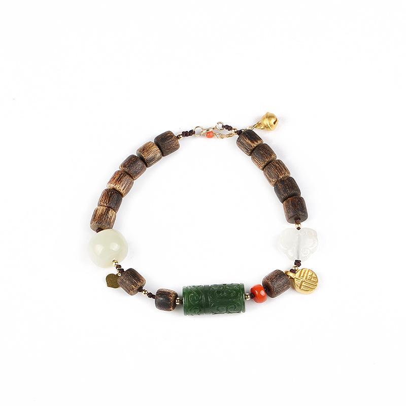 Agarwood and Jade Good Luck Bracelet - Buddha Walks Shop