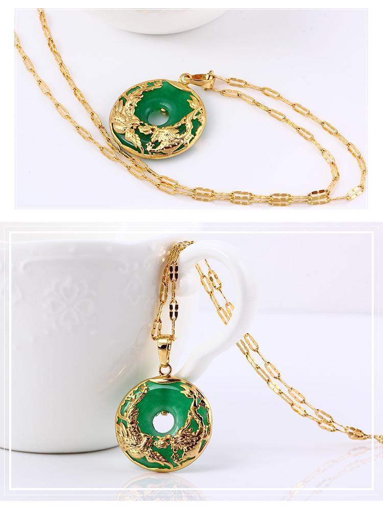 Green Jade Feng Shui Necklace - Buddha Walks Shop