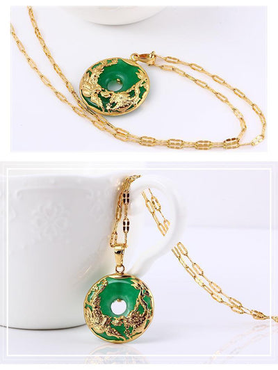 Green Jade Feng Shui Necklace - Buddha Walks Shop