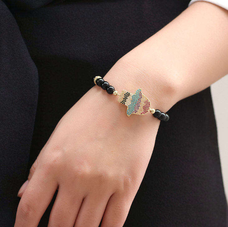 Natural Black Obsidian Hamsa Protection Bracelet  Limited Edition - Buddha Walks Shop