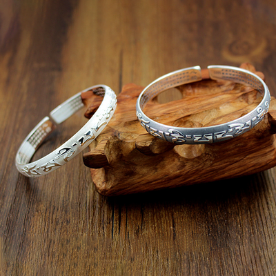 Six Words Mantra Buddhist Couple Bangle - Buddha Walks Shop
