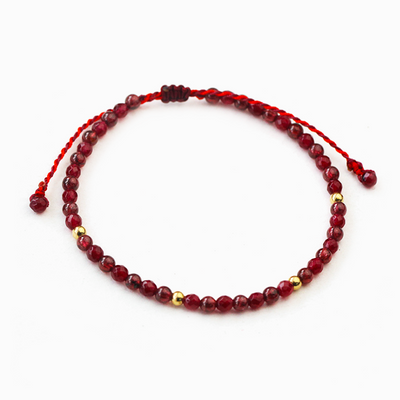 Red Garnet Lucky Weave Red String Wealth Bracelet - Buddha Walks Shop