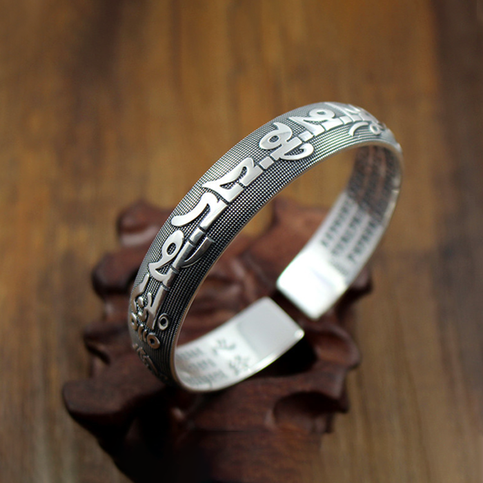 Six Words Mantra Buddhist Couple Bangle - Buddha Walks Shop