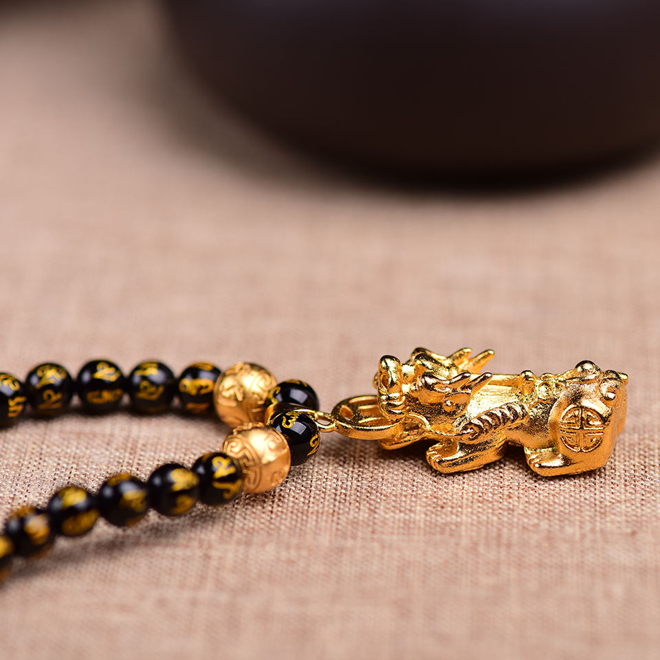 Feng Shui Black Obsidian Wealth Necklace - Buddha Walks Shop