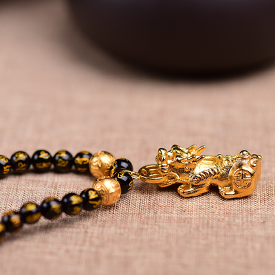 Feng Shui Black Obsidian Wealth Necklace - Buddha Walks Shop