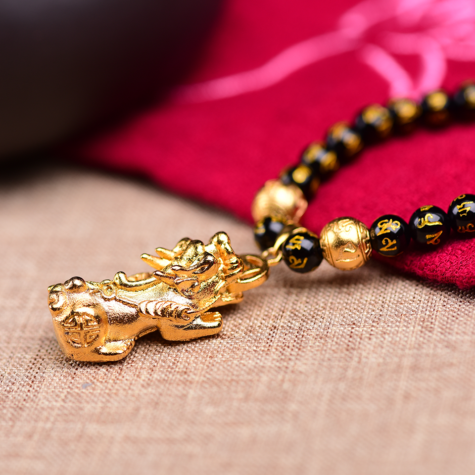 Feng Shui Black Obsidian Wealth Necklace - Buddha Walks Shop