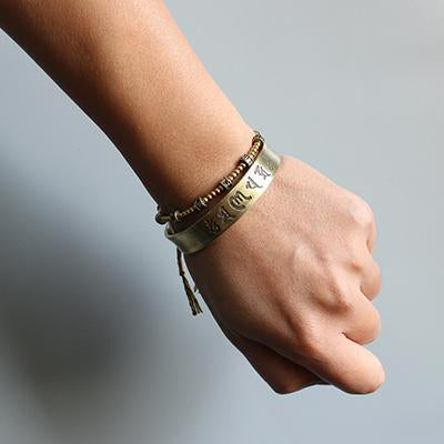 Tibetan Buddhist Mantra Brass Bangle - Buddha Walks Shop