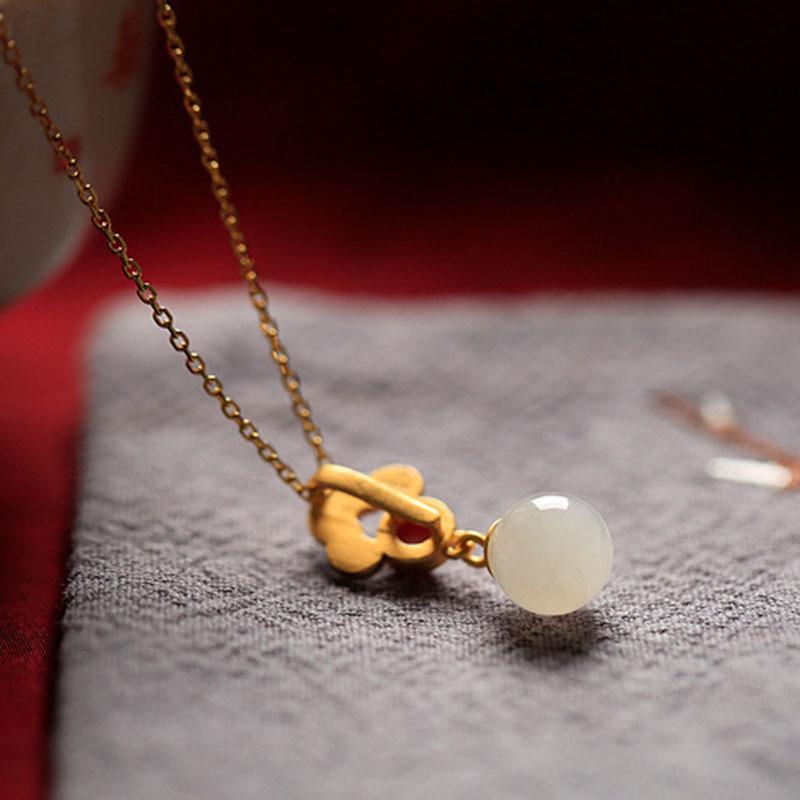 White Jade Charm Necklace - Buddha Walks Shop
