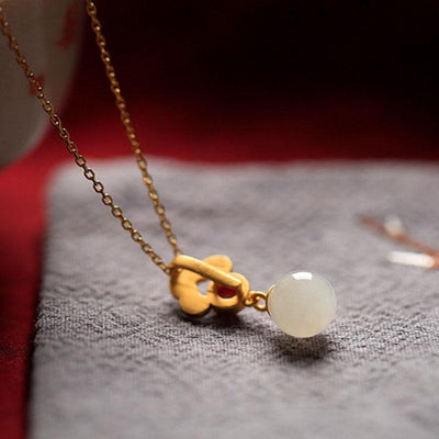White Jade Charm Necklace - Buddha Walks Shop