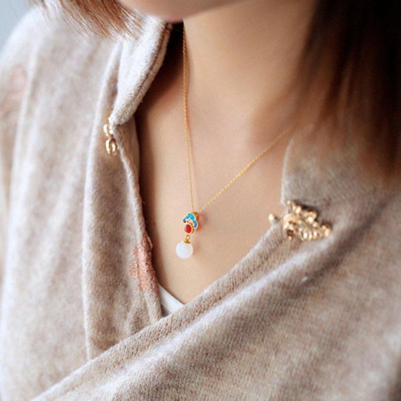 White Jade Charm Necklace - Buddha Walks Shop