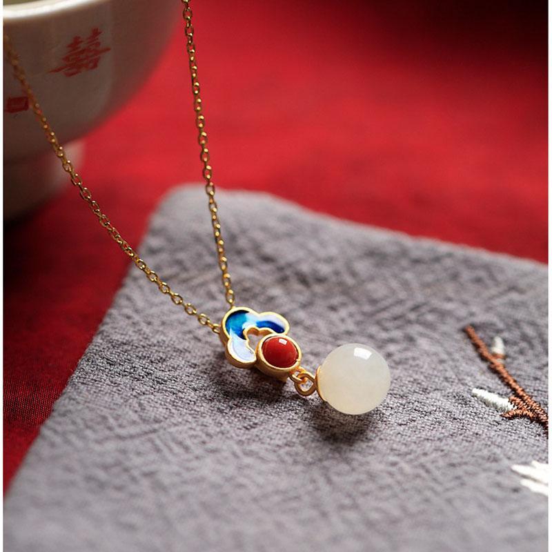 White Jade Charm Necklace - Buddha Walks Shop