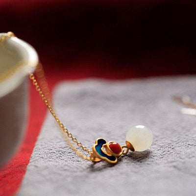 White Jade Charm Necklace - Buddha Walks Shop