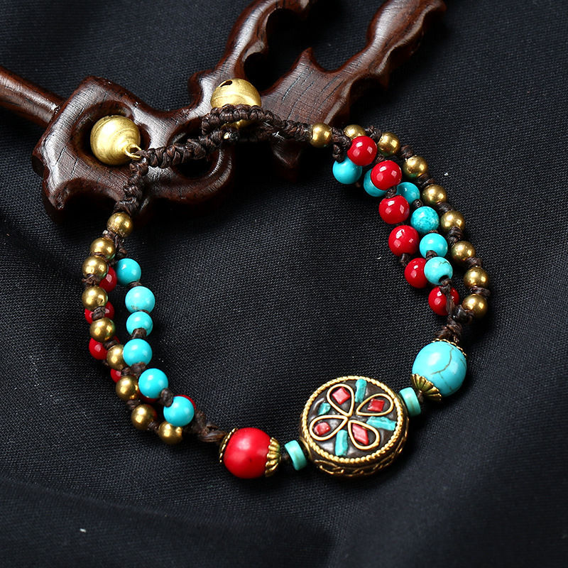 Tibetan Ethnic Turquoise Beads Bracelet