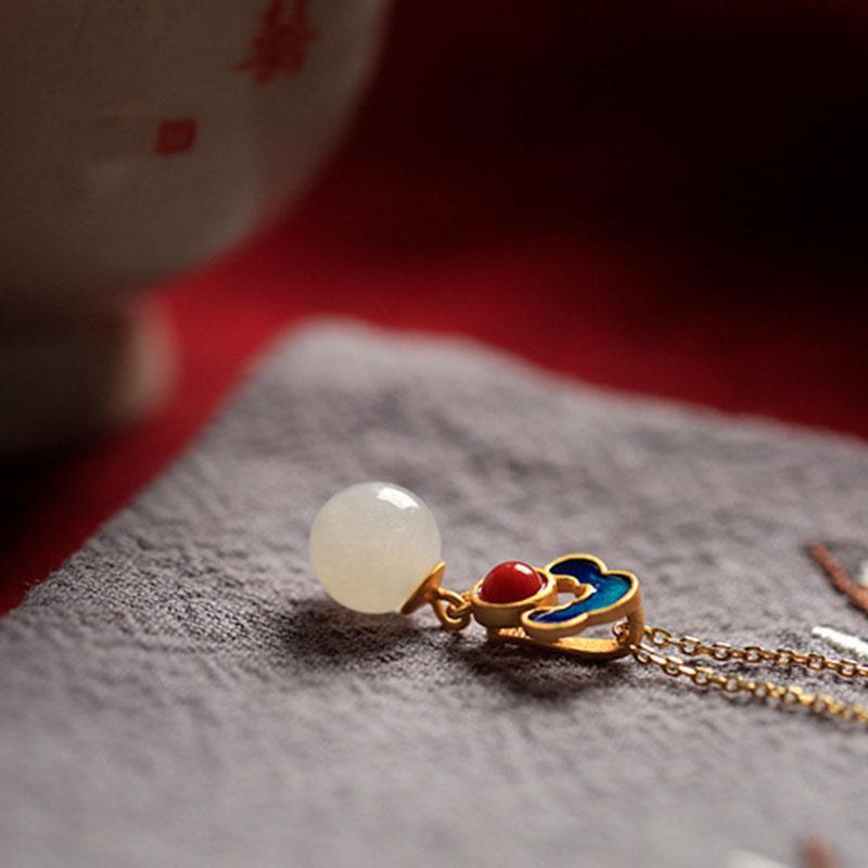 White Jade Charm Necklace - Buddha Walks Shop