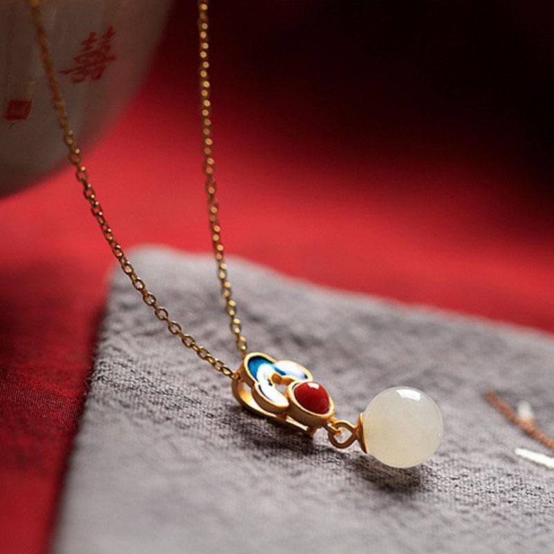 White Jade Charm Necklace - Buddha Walks Shop