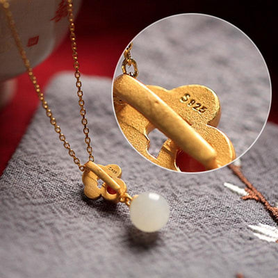White Jade Charm Necklace - Buddha Walks Shop