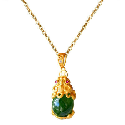 Natural Jade Pixiu Fortune Necklace - Buddha Walks Shop