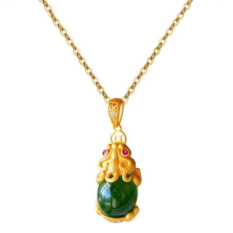 Natural Jade Pixiu Fortune Necklace - Buddha Walks Shop