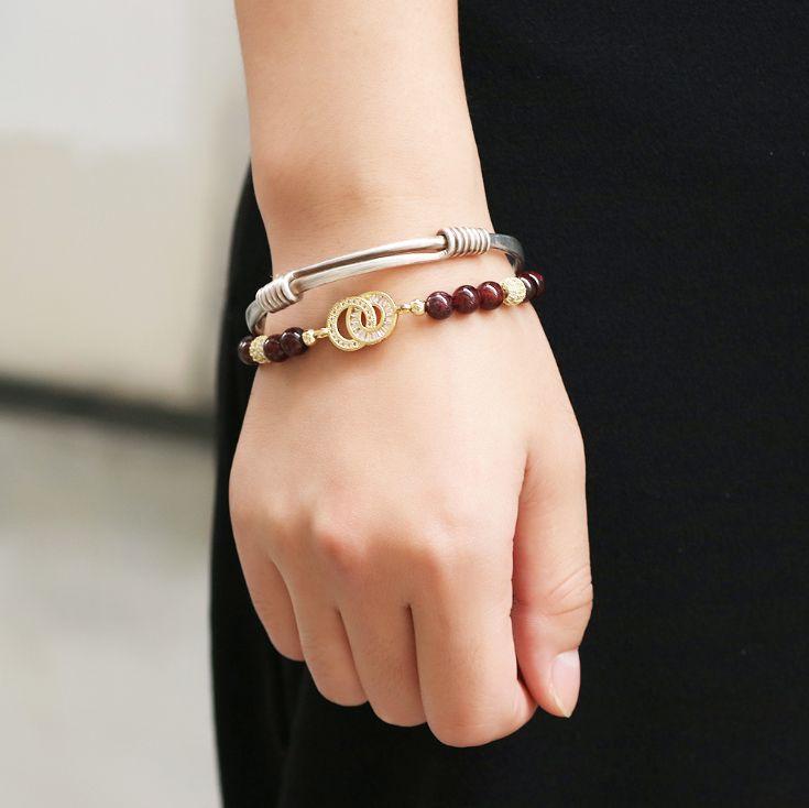 Natural Garnet Charm Bracelet  Limited Edition - Buddha Walks Shop