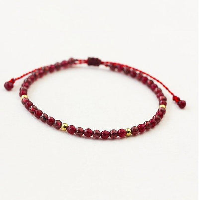 Weave Red String Garnet Bracelet for Career Success - Buddha Walks Shop