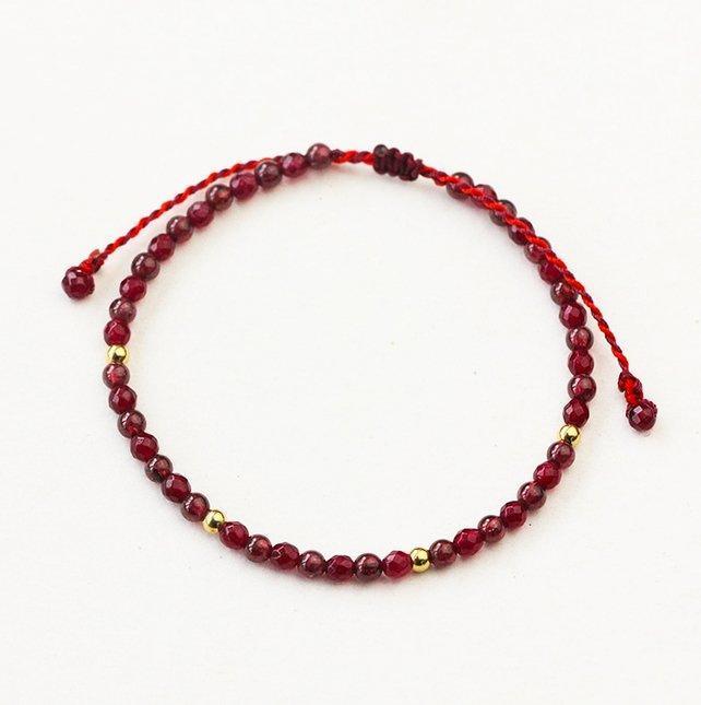 Weave Red String Garnet Bracelet for Career Success - Buddha Walks Shop